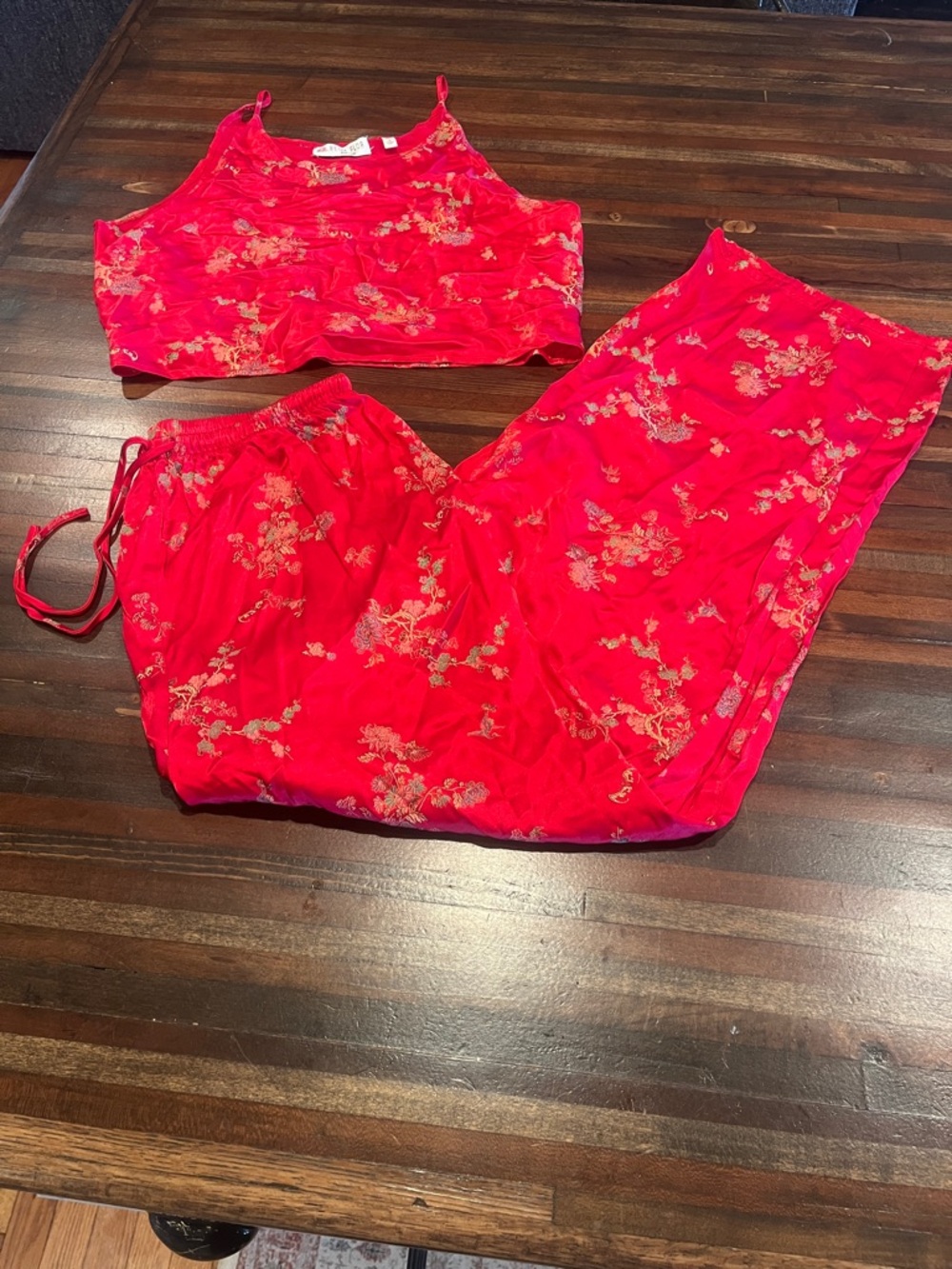 Vintage Beija Flor Red Japanese print Two-Piece Set